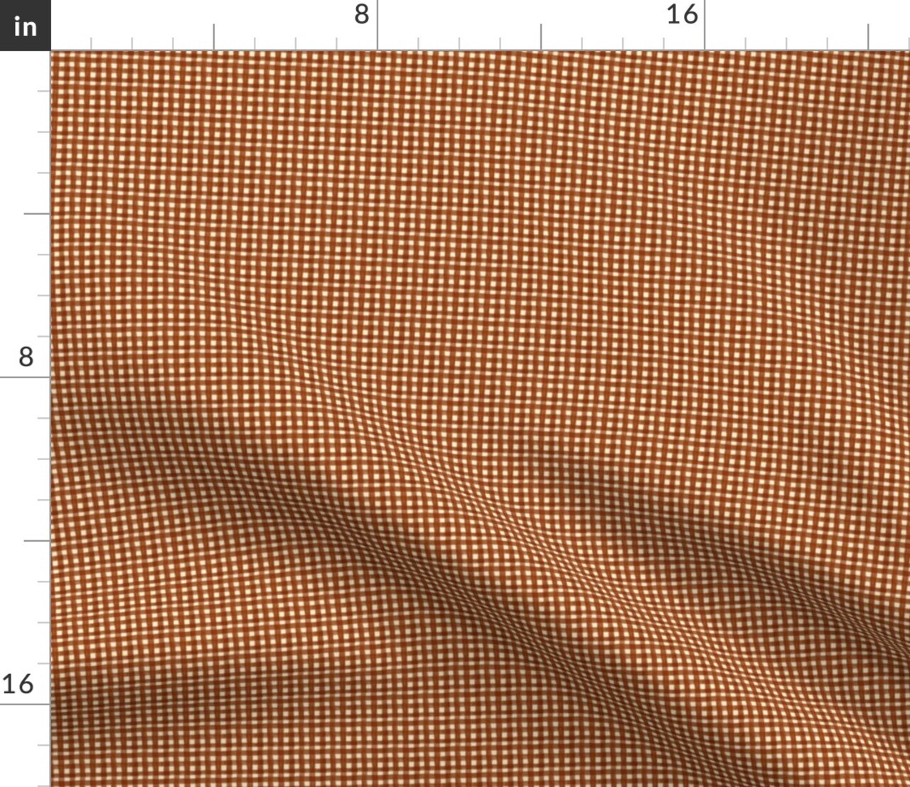 Rustic Fall Watercolor Micro Ditsy Cottagecore Farmhouse Modern Farmhouse Dollhouse Mini Gingham Check Small Checks Burnt Orange Brown Spice Custom Printed Fabric by Spoonflower Various Fabrics by the Yard or Fat Quarter